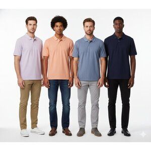 Member's Mark Set of 4 Stretch Cotton Pique Polo Shirts Multiple Colors Mens XXL